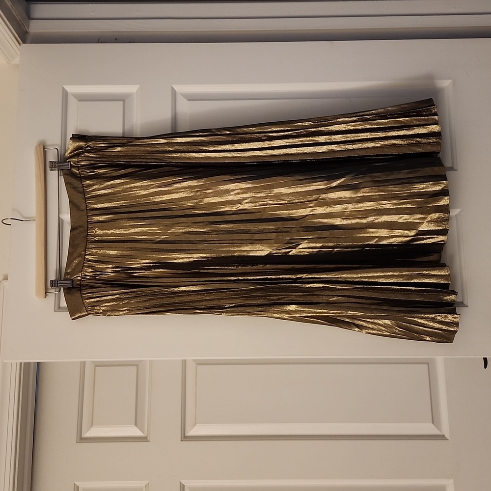 J. Crew Collection Gold Pleated Skirt Size 16
